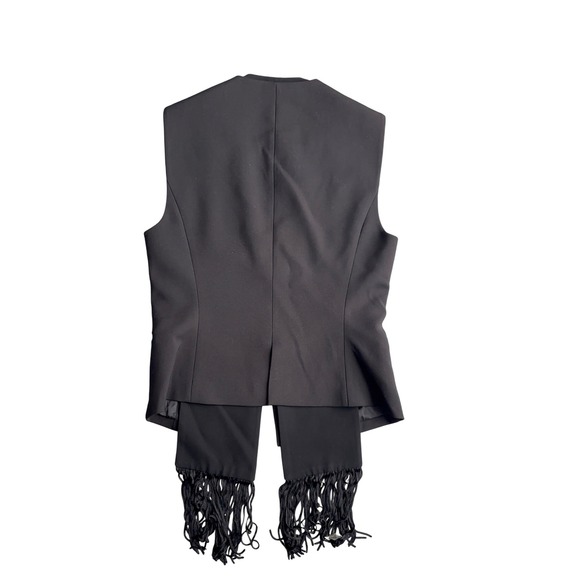 BCBG Max Azria Vest Black Fringe‎ XS Sleeveless Party Cocktail Career - Picture 3 of 8